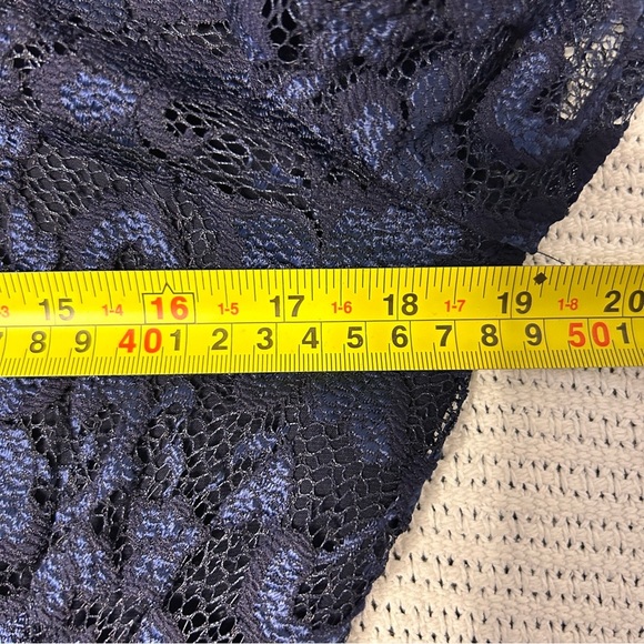 Joseph Ribkoff Dress women’s Size 14 Navy Lace overlay 3/4 sleeve Rhinestone - Picture 9 of 12